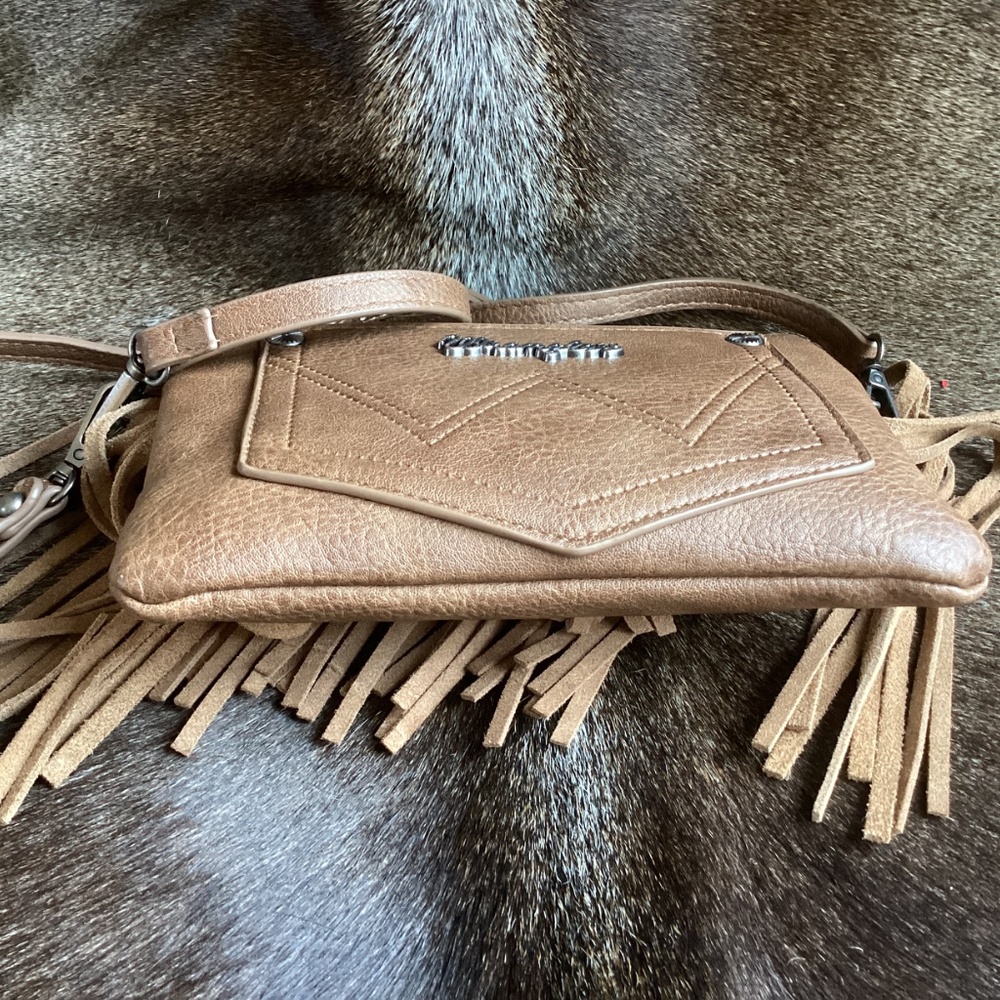 Wrangler Leather Fringe Western Boho Wallet Wristlet Crossbody Handbag🦋 - Picture 6 of 10